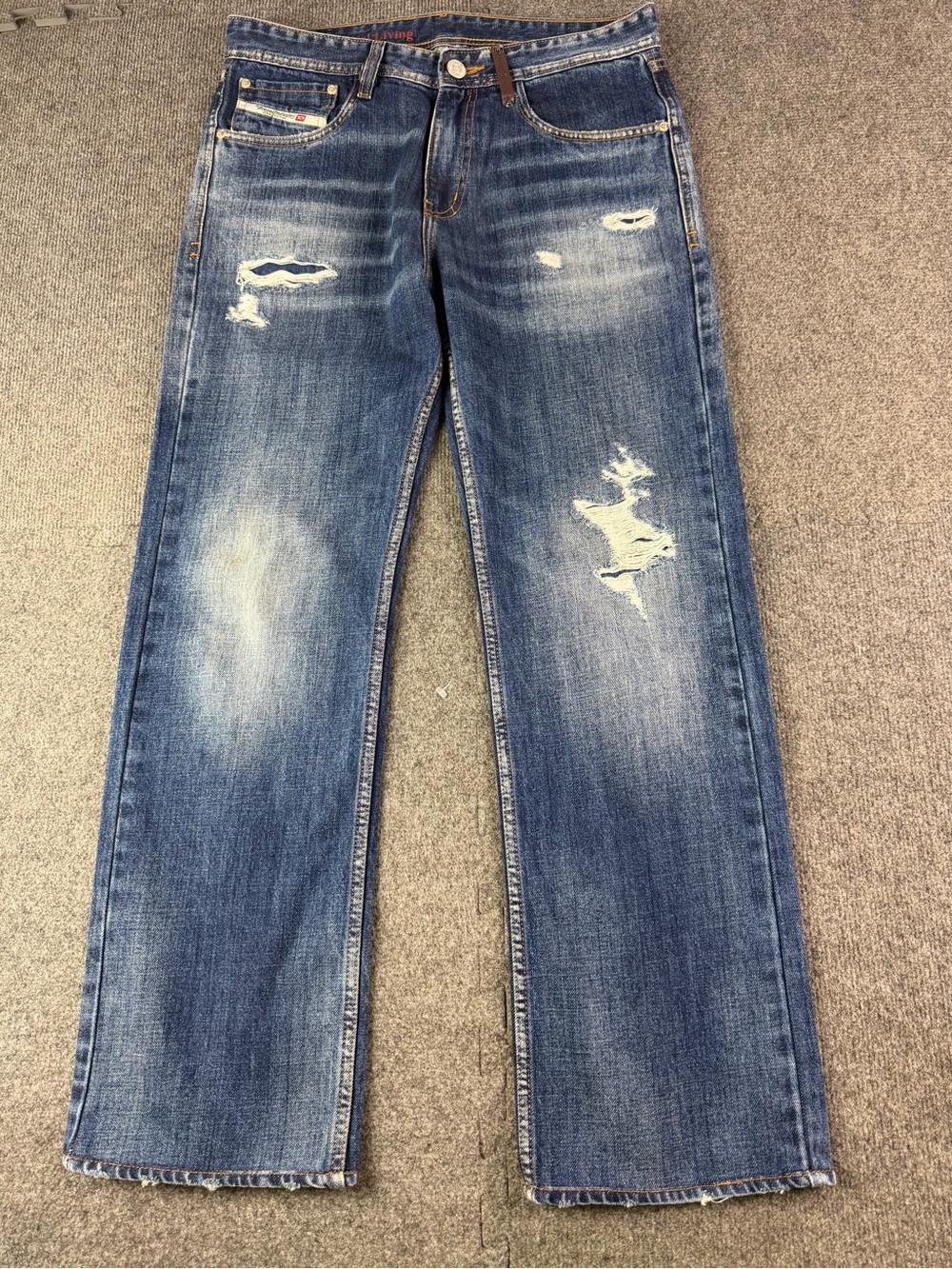 Diesel Denim + Sweatpants Men’s 100% Cotton Distressed Jeans Size 32x31 Blue